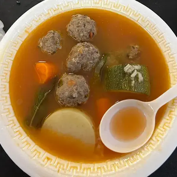 Mexican meatball soup with vegetables and broth